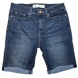Signature by Levi Strauss Womens Blue Wash Mid Rise Bermuda Shorts Size 8 / 29